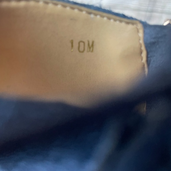 Vaneli Blue Suede Peep Toe Chunky Wood Heels Slingback Sandal Booties Size 10 - Picture 8 of 8